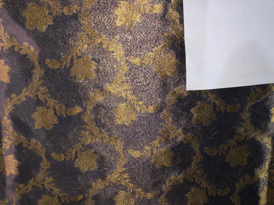 Silk Brocade TISSUE available in 3 colors and designs 44" wide BRO958 purple x gold, sea green and gold self leaf motifs