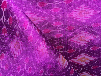 100% pure silk dupion ikat fabric Aubergine color 44" wide DUP_IKAT_8376