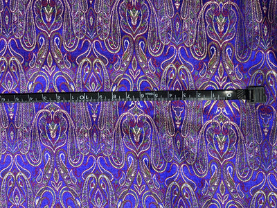 Silk Brocade fabric 44" paisley  jacquard available in 2 colors mustard ,red and green AND purple ,red and mustard BRO1049