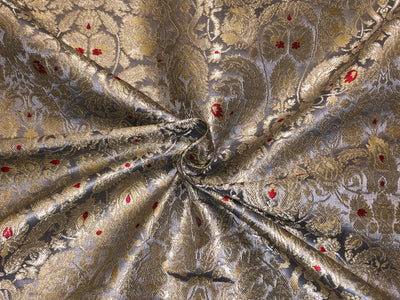 Brocade Heavy KING KHAB  Fabric  with white gold jacquard 44" wide available in 2 colors mint and silver blue BRO1077