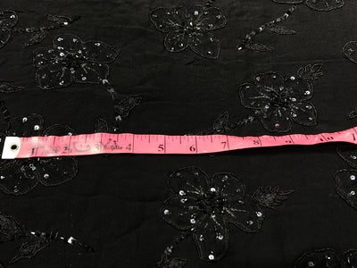 Silk Georgette black with sequins floral embroidery [18819]
