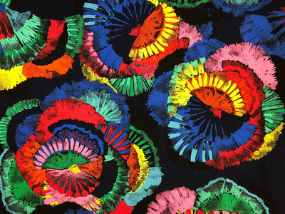 100% Cotton navy with bright colors abstract print 56" wide [18343]