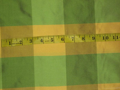 Silk Taffeta Fabric Green & Yellow colour plaids 54" wide TAF#C14[1]