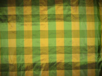 Silk Taffeta Fabric Green & Yellow colour plaids 54" wide TAF#C14[1]