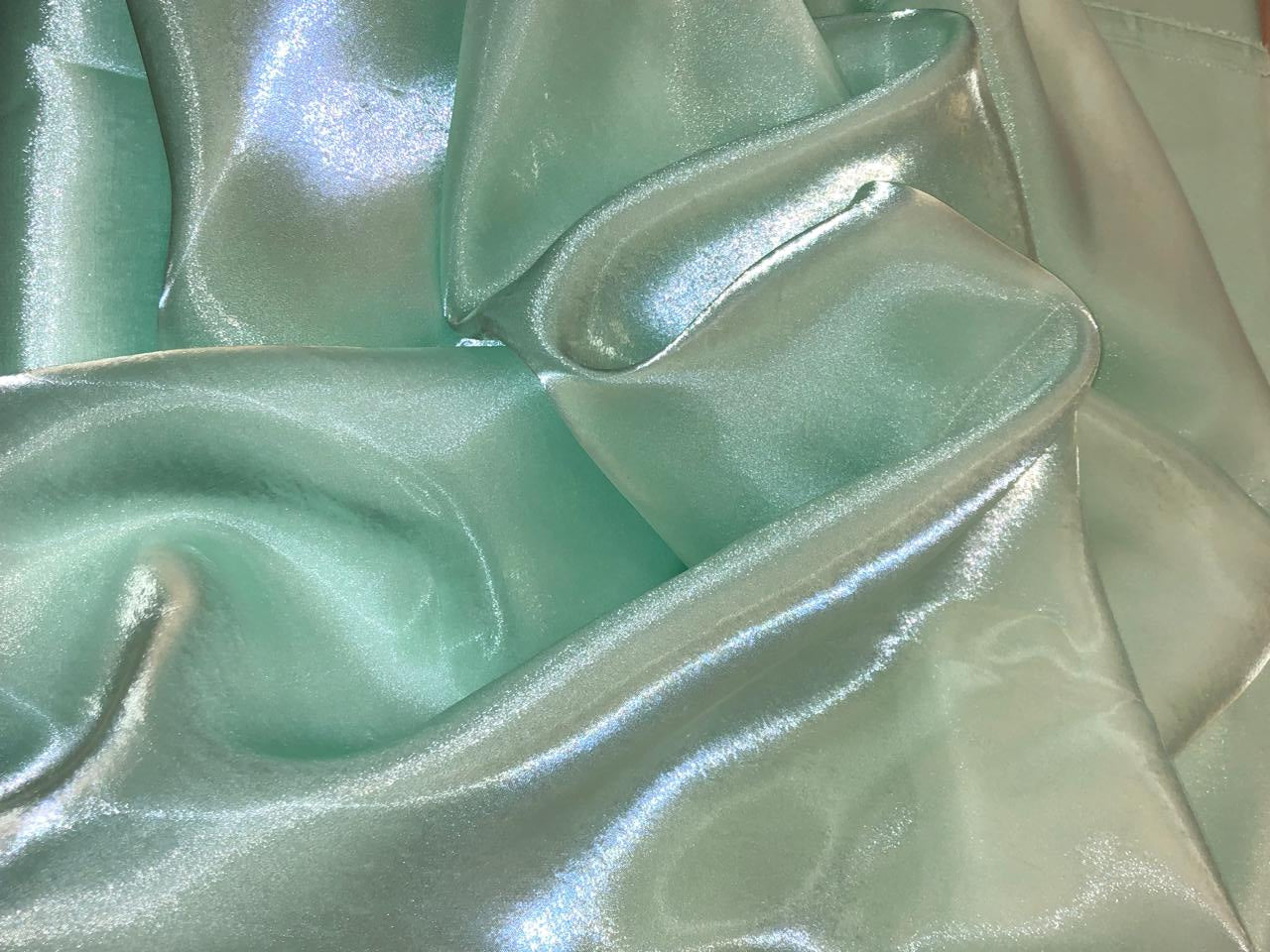 Liquid organza fabric 58" wide with gold  tinge available in 4 colors dark rose ,mustard brown ,mint and dark navy [[18334/35/36/37]