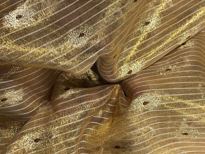 Tissue Crushed sheer mina MOTIF jacquard fabric 44"wide available in 3 colors gold, silver gold and silver grey[18254/55/56/57]