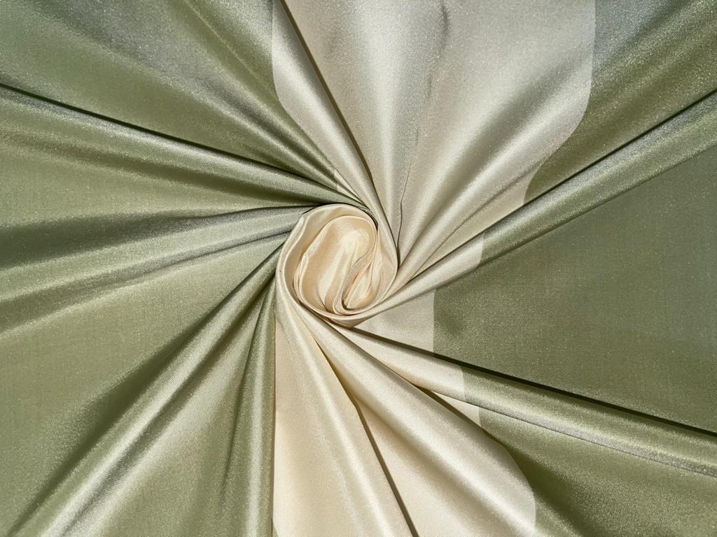100% Silk Taffeta Fabric Pastel Olive Green , Ivory Cream Stripes 102" wide Taf#S97[1]