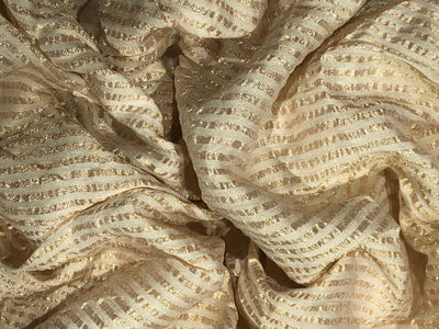 SILK  Crushed MUGA SILK TISSUE STRIPES GOLD [17709]