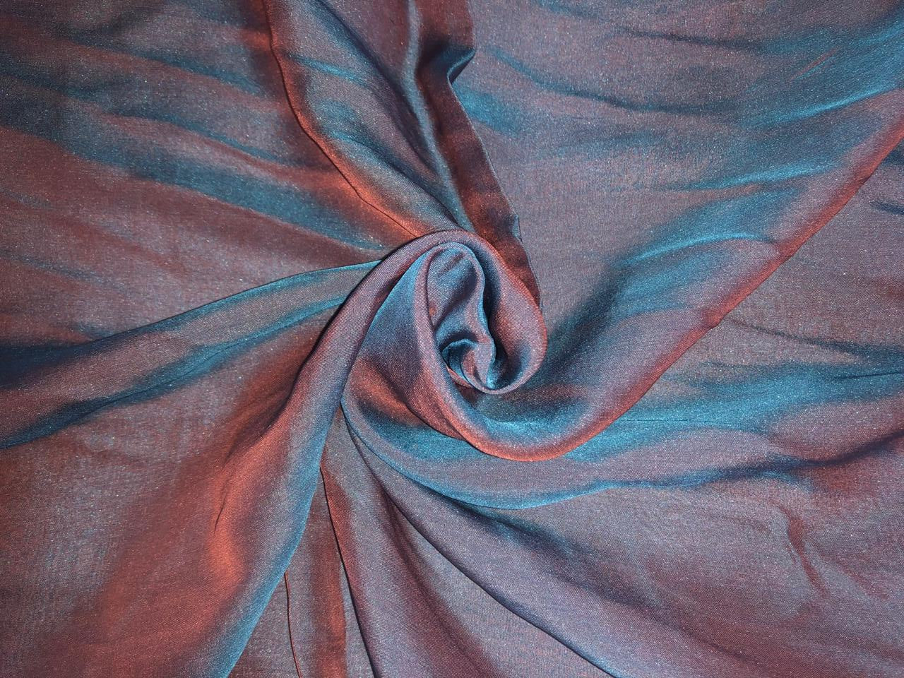 Silk flat chiffon fabric 54"2tone available in 3 colors blue x pink, orange x pink and peach x green