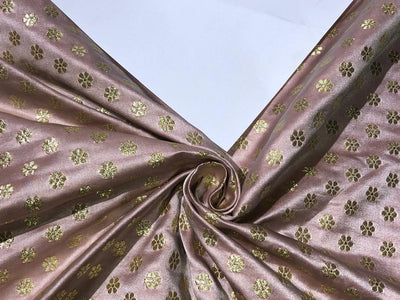 Brocade Fabric with metallic gold small flower motif Jacquard 44" WIDE BRO982 available in 4 colors peach,sea foam,pistachio and silver grey