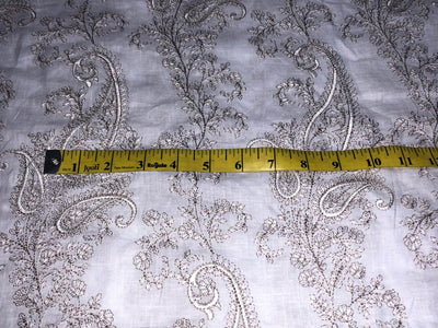 100% Linen  Kashmiri Embroidery available in 3 colors ivory with pink paisleys ,camel with navy paisley and ivory with beige paisley