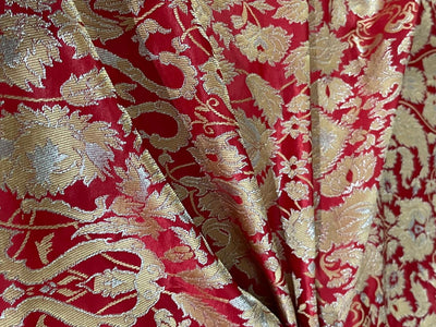 Brocade Heavy KING KHAB  Fabric Red X Gold 36" WIDE BRO959[4]