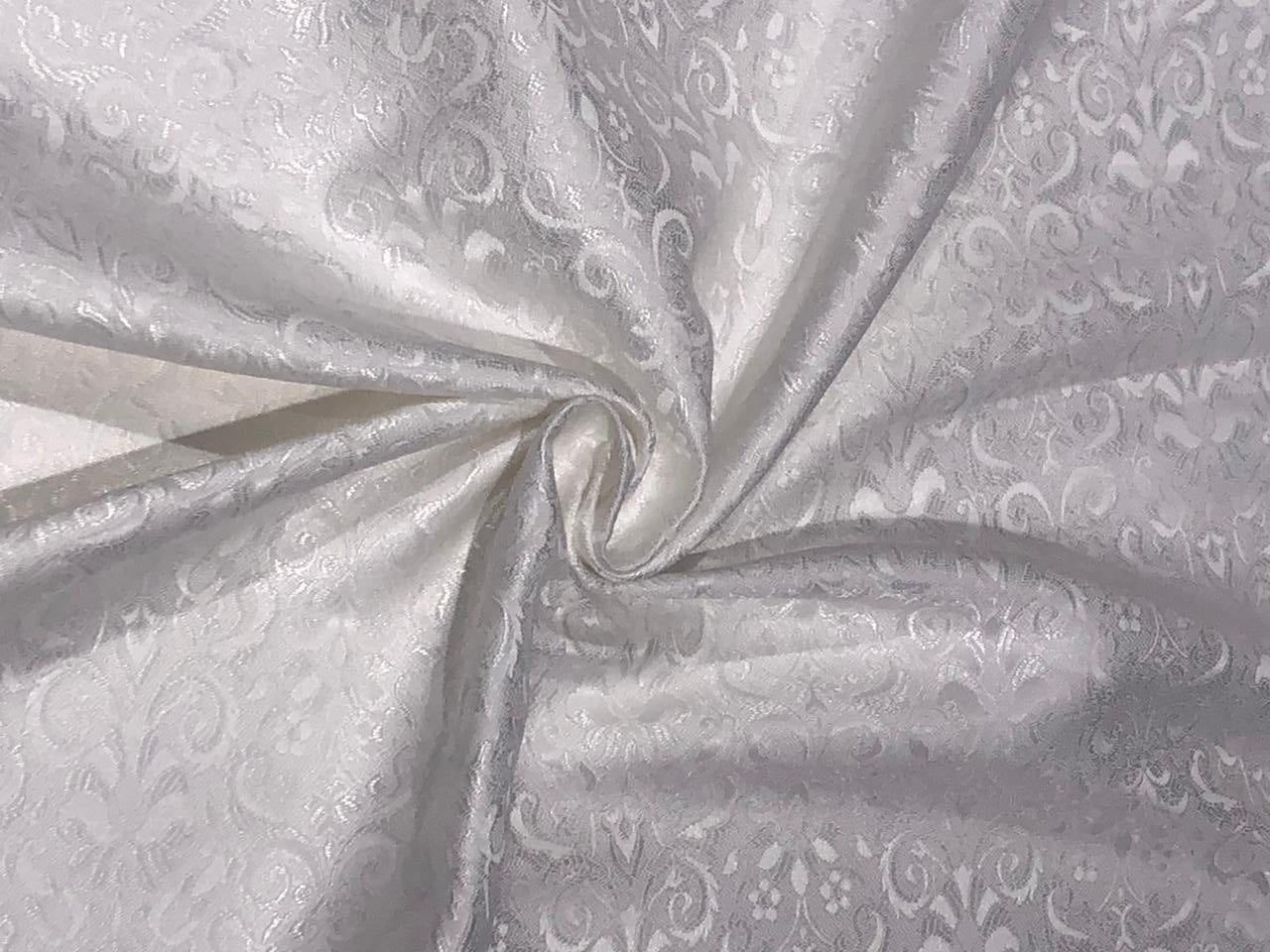 Silk Brocade fabric WHITE SELF  JACQUARD available in 4 DESIGNS GEOMETRIC FLORAL/FLORAL VINE/PAISLEY AND GEOMETRIC TRIANGLES  BRO961