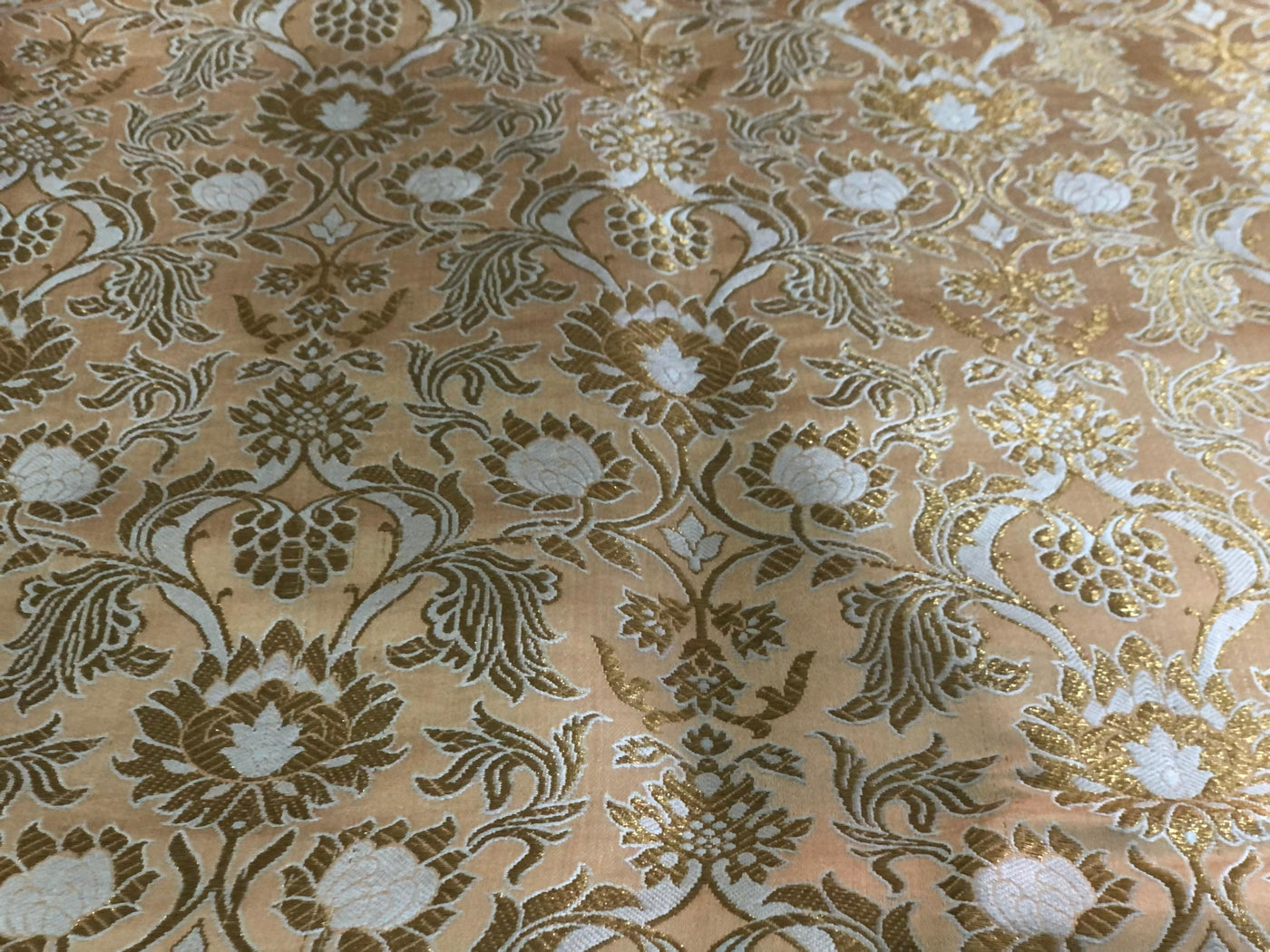 Silk Brocade fabric dark gold x metallic gold color 44" wide BRO1036[1]