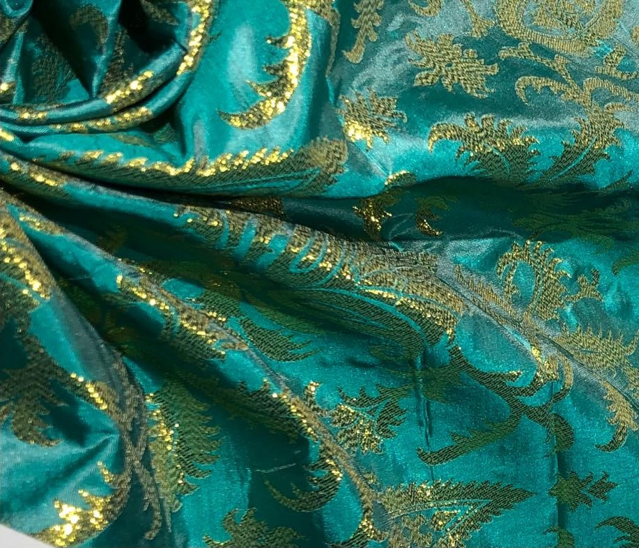 Silk Brocade fabric PURE silk x metallic gold BRO1035[2]
