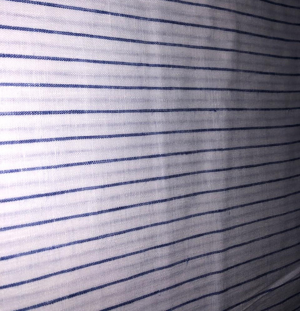 100% Linen stripe 60's Lea Fabric 58" wide available in 2 colors blue and sea green [17643/44]