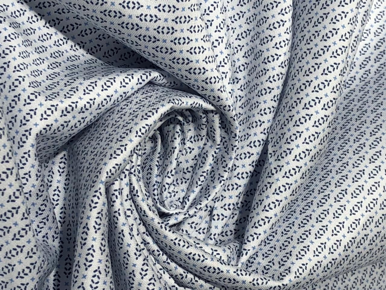 100% Cotton Poplin Soft feel 58" tiny blue abstract motifs all over  [17583]