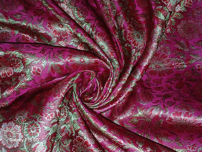 Silk Brocade fabric floral  jacquard available in 3 colors burgundy, red and maroon BRO989[1/2/3]