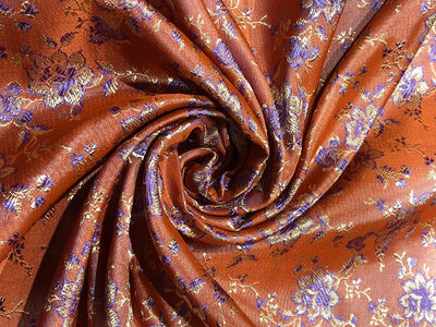 SILK BROCADE FABRIC Orange,Gold & Purple 44" wide BRO19[2]
