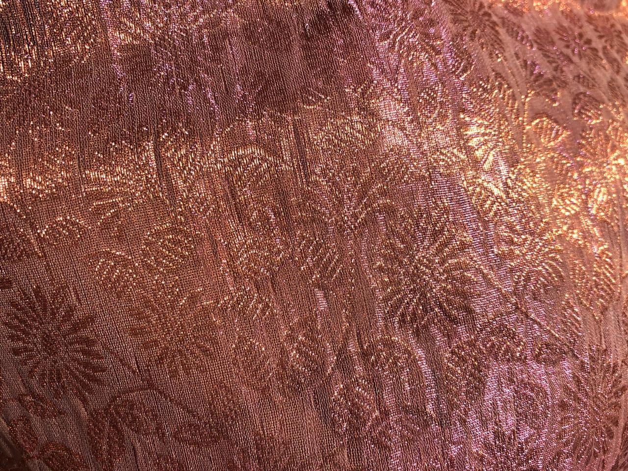 Silk Brocade Tissue Fabric with metallic copper  jacquard available in 2 colors  DUSTY ROSE AND TEAL BRO988[2/3]