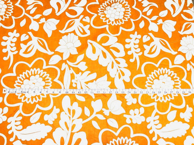 100% cotton mustard with large floral white print 56" wide [18347]