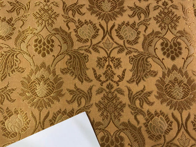 Silk Brocade fabric gold with  gold floral jacquard  BRO1021[2]