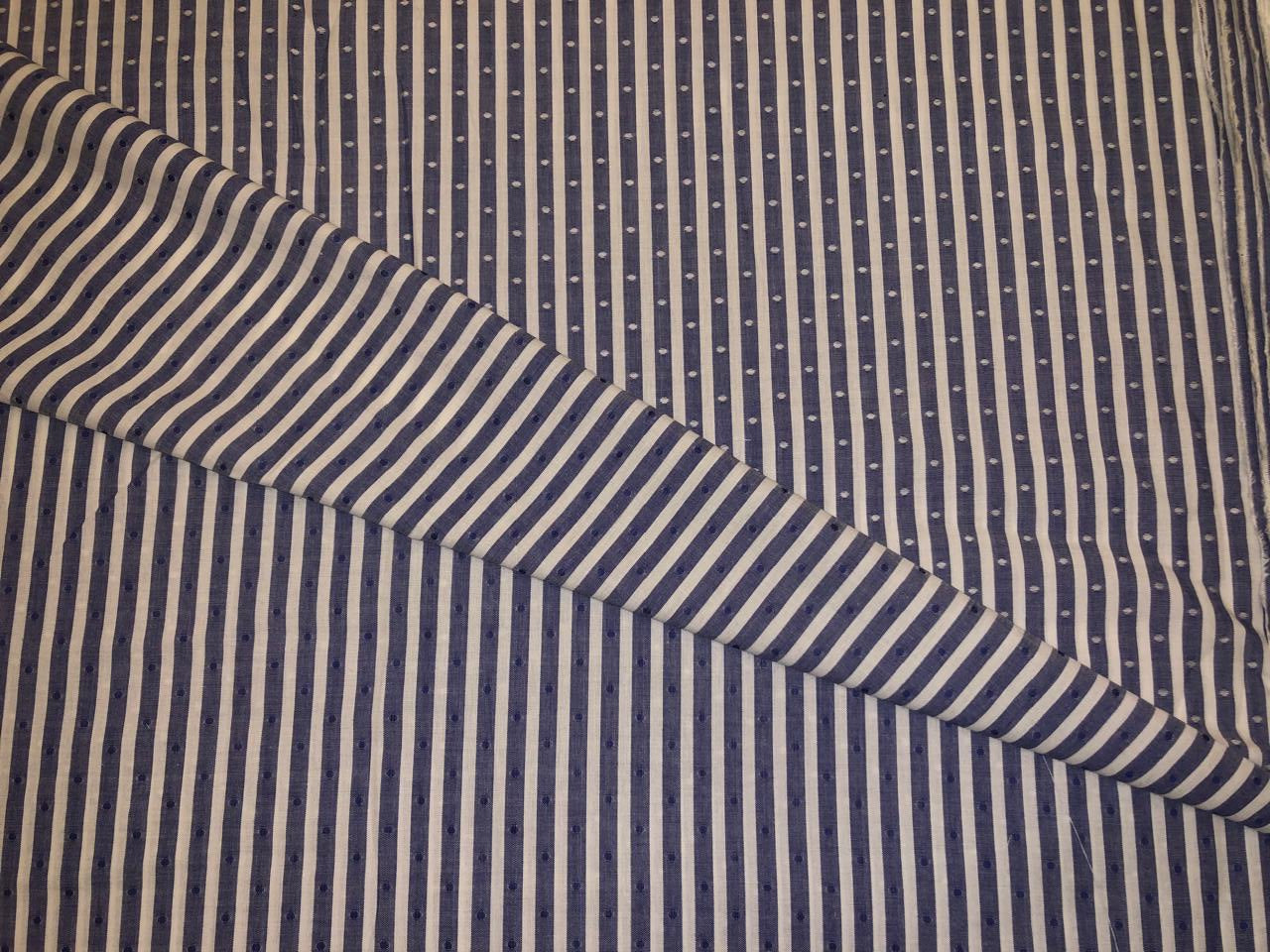 100% Cotton Poplin denim blue color dobby stripe  53" wide [18486]