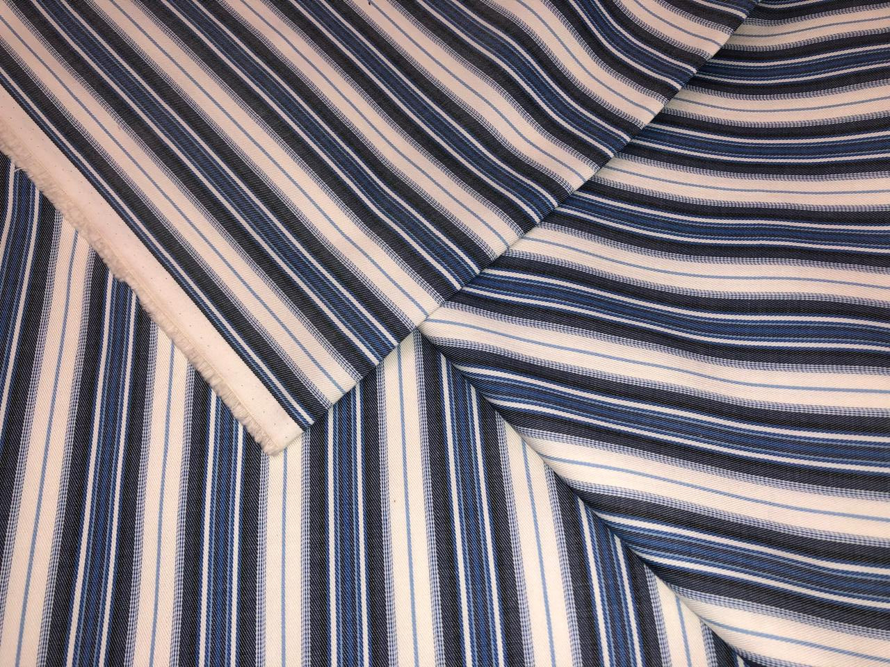 100% cotton poplin  twill weave blue /white stripe 56" wide [18385]