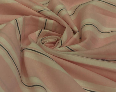 100% Cotton Poplin pastel pink/white and black stripes running horizontal  [18688]