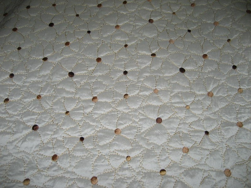 Silk Dupioni Quilted Fabric with dots available in 3 colours IVORY/GREY AND BURGUNDY DUPP26/27/28