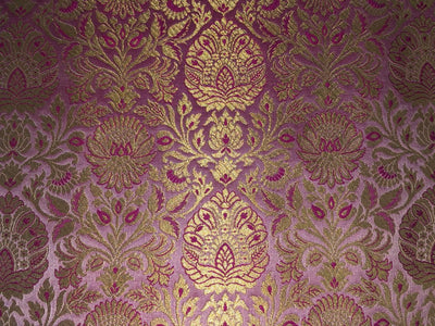 Silk Brocade fabric  jacquard available in 7 colors mulberry, burgundy, candy pink, teal, mustard, green x red  and turquoise BRO1026