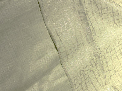 100% HEMP mint  color fabric with gold foil print 58" wide [17202]