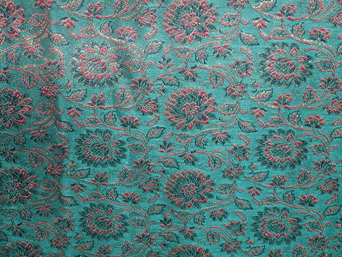 Silk brocade fabric Green, Pink, Purple & Gold 44" wide BRO38[2]