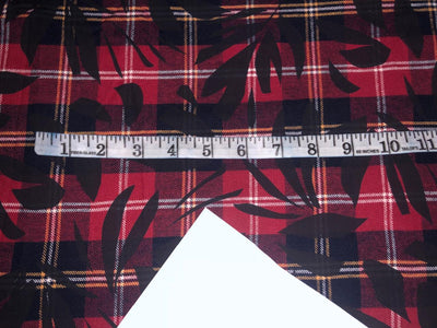 100% Cotton twill print Scottish tartan plaids with leaves available in 2 colors red, yellow, navy and white AND NAVY SELF