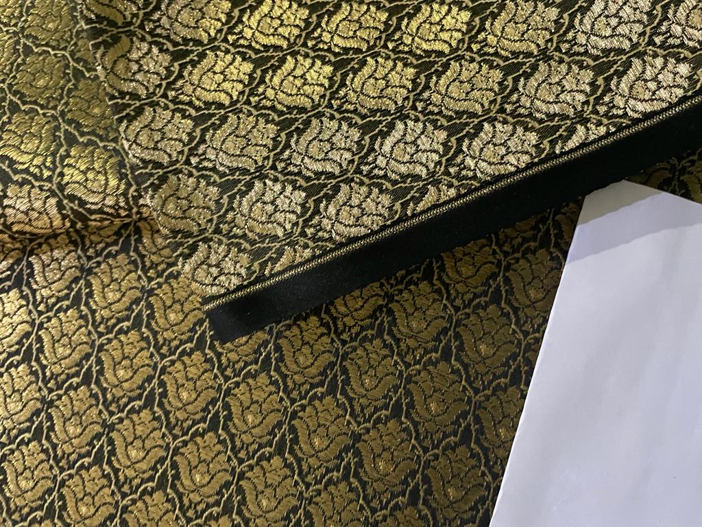 Silk Brocade fabric BLACK X METALIC GOLD 44" wide BRO906[3]