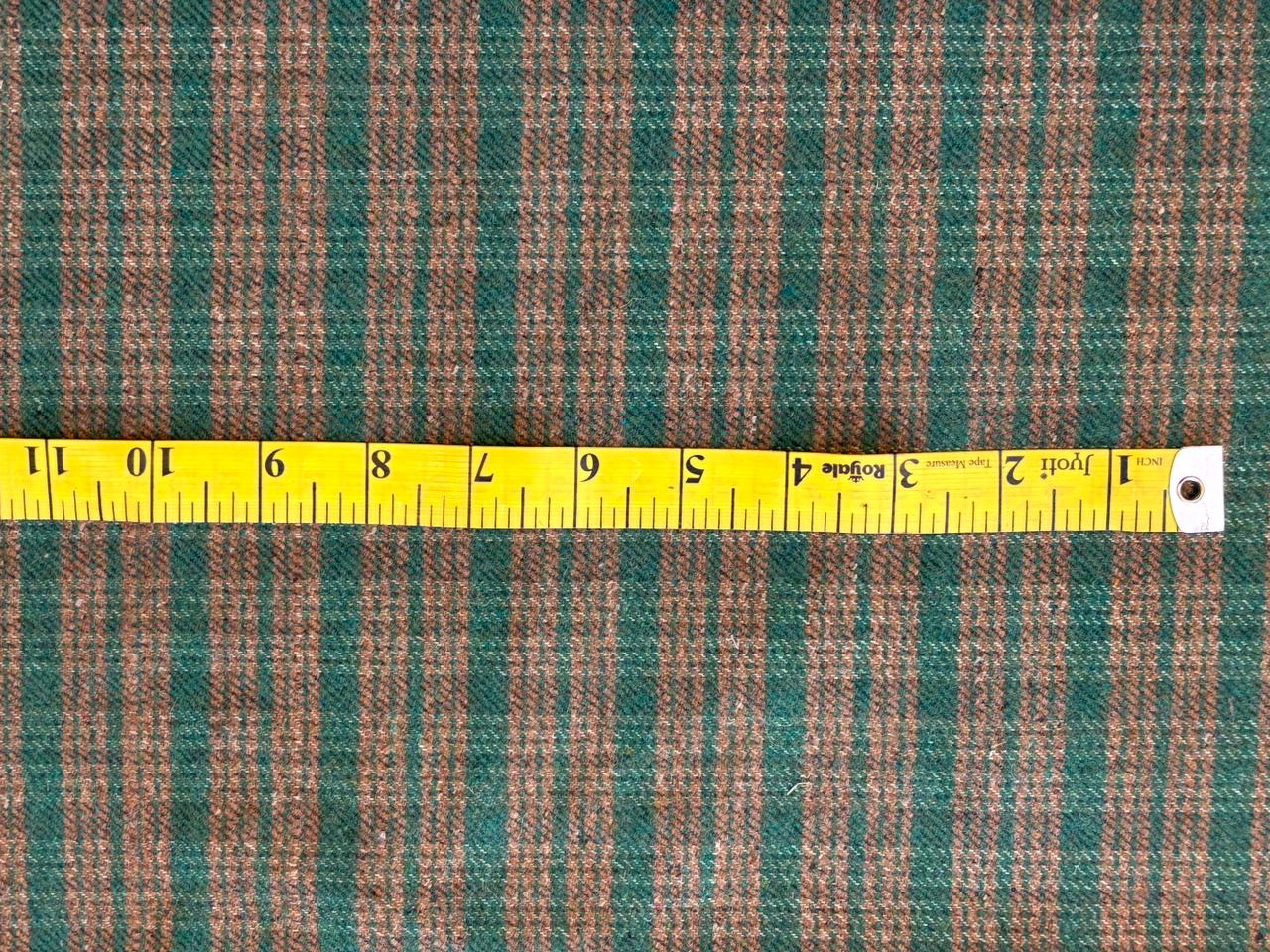 Tweed Premium Suiting Wool Blended plaids in green and  mustard tan Fabric 58" wide [18280]