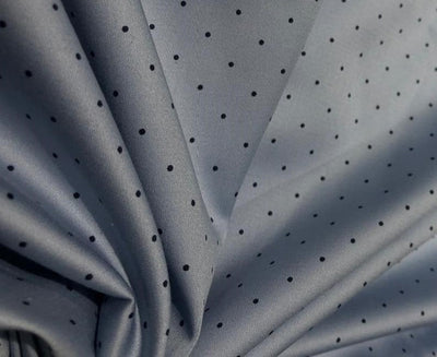 100% COTTON SATIN powder blue with black tiny dots  54" wide [17576]