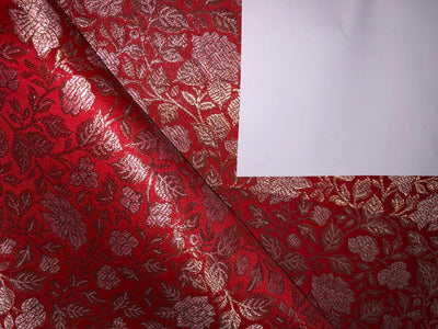 Silk Brocade Fabric metallic gold jacquard  44" wide BRO949A available in 3 colors red/peach and pink