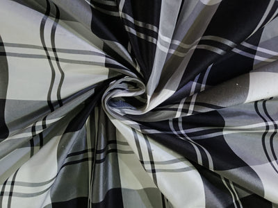 SILK TAFFETA FABRIC Grey,Black & White plaids 54" wide TAFC32[1]