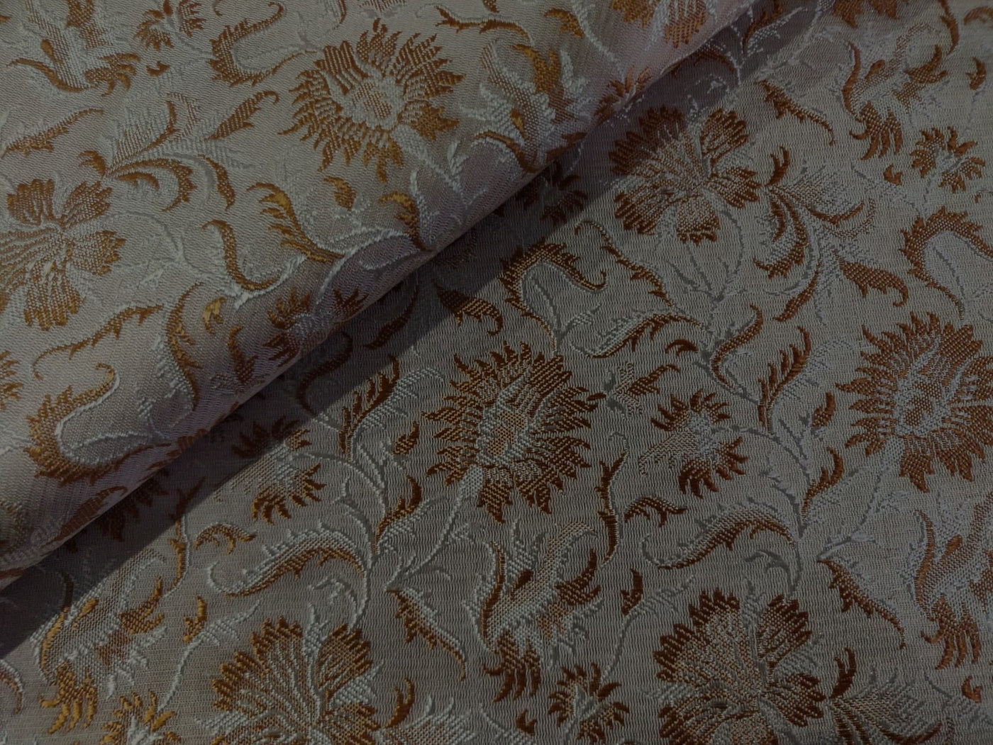 Silk Brocade fabric Brown,Beige &amp; Cream Color 44" wide BRO150[3]