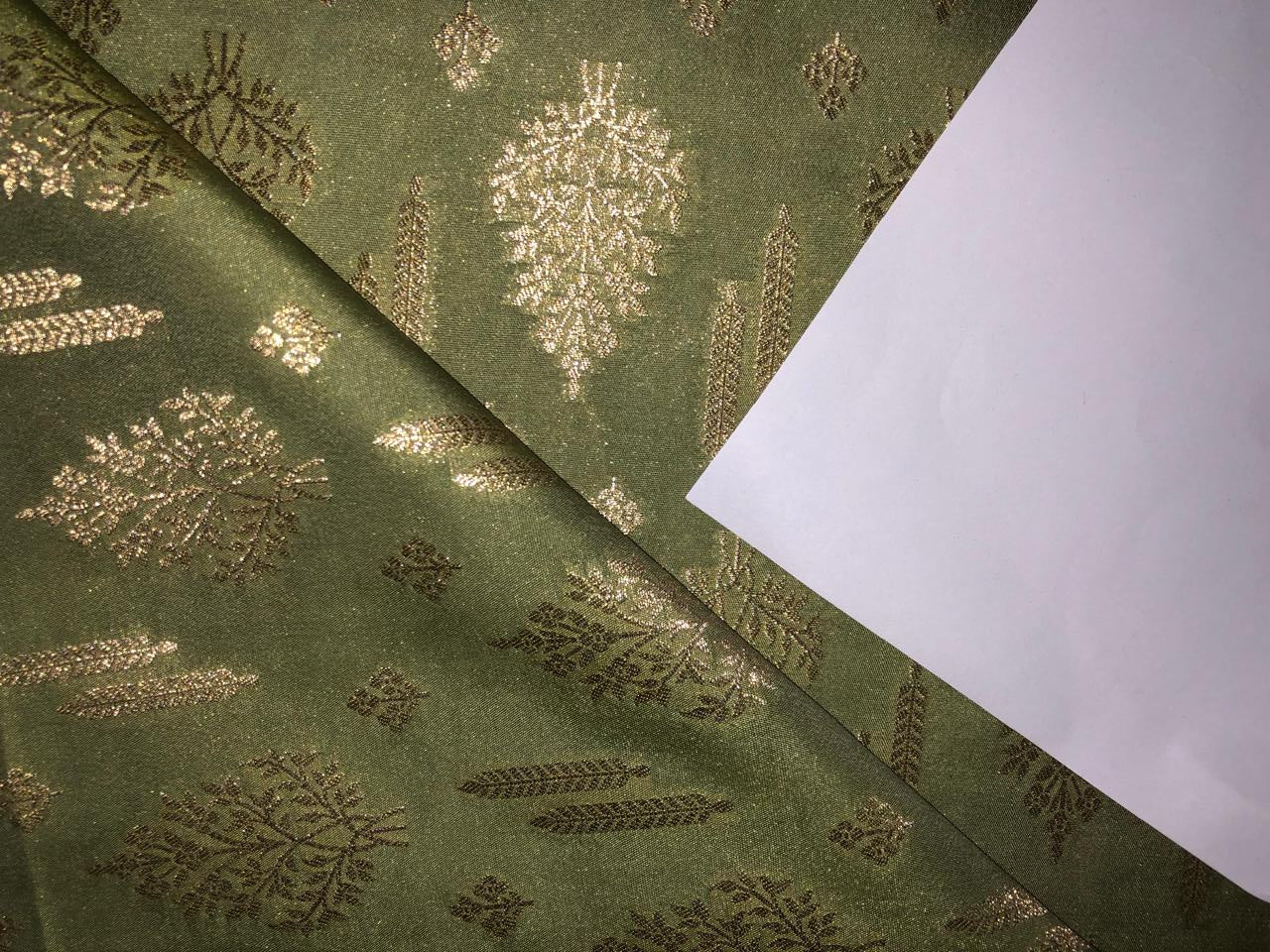 Silk Brocade fabric 44" wide available in 4 COLORS LEMON YELLOW DARK SALMON OLIVE AND  DARK BEIGE BRO908