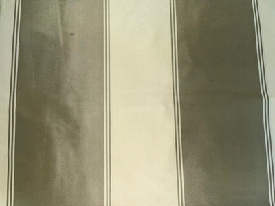 100% SILK TAFFETA 102 inches wide champagne and dusty olive stripes TAF#S97[2]