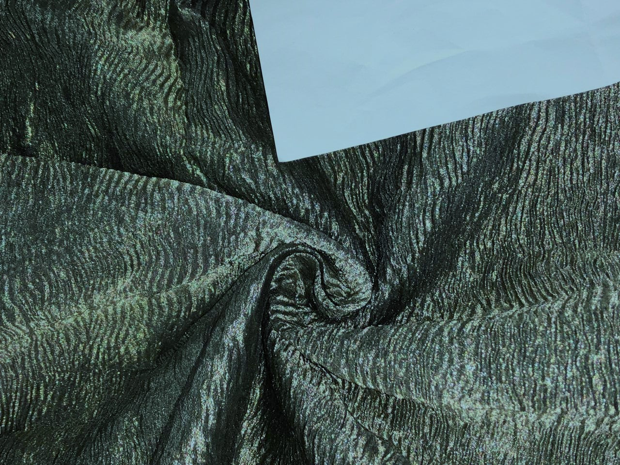 Metallic tissue organza Crinkled [crushed] fabric 44" wide GREEN/SILVER GREY/TYRIAN PURPLE/GREY/CINAMON