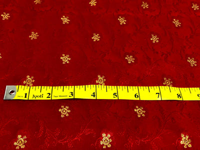 Silk Brocade Fabric metallic gold jacquard  44"wide available in 2 colors red and watermelon red BRO953[3/4]