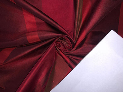 100% silk taffeta STRIPE dark wine, red and brown stripe TAFS139[18]