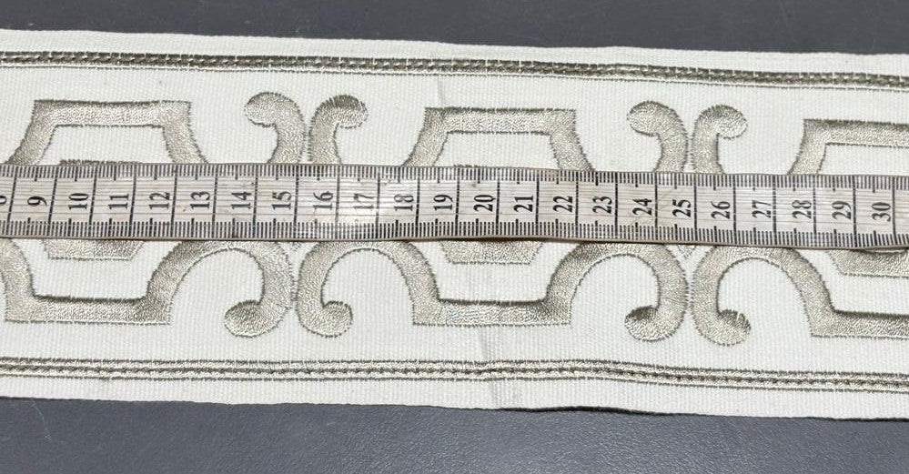 LACE /BORDER used in garments and furnishings available in fawn and navy