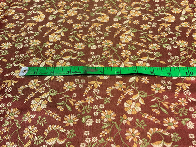 Silk Brocade fabric deep burgandy with metallic gold floral   jacquard  BRO1022[4]
