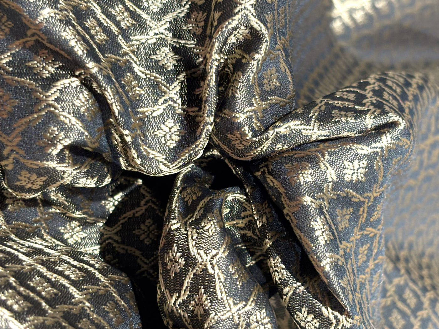 Brocade Fabric brown and gold diamond floral motif  all over Jacquard 44" BRO1028[3]