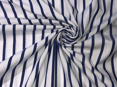 100% Cotton 40'S STRIPES  58" wide AVAILABLE IN 3 COLORS white and denim blue/white and navy and denim blue and white