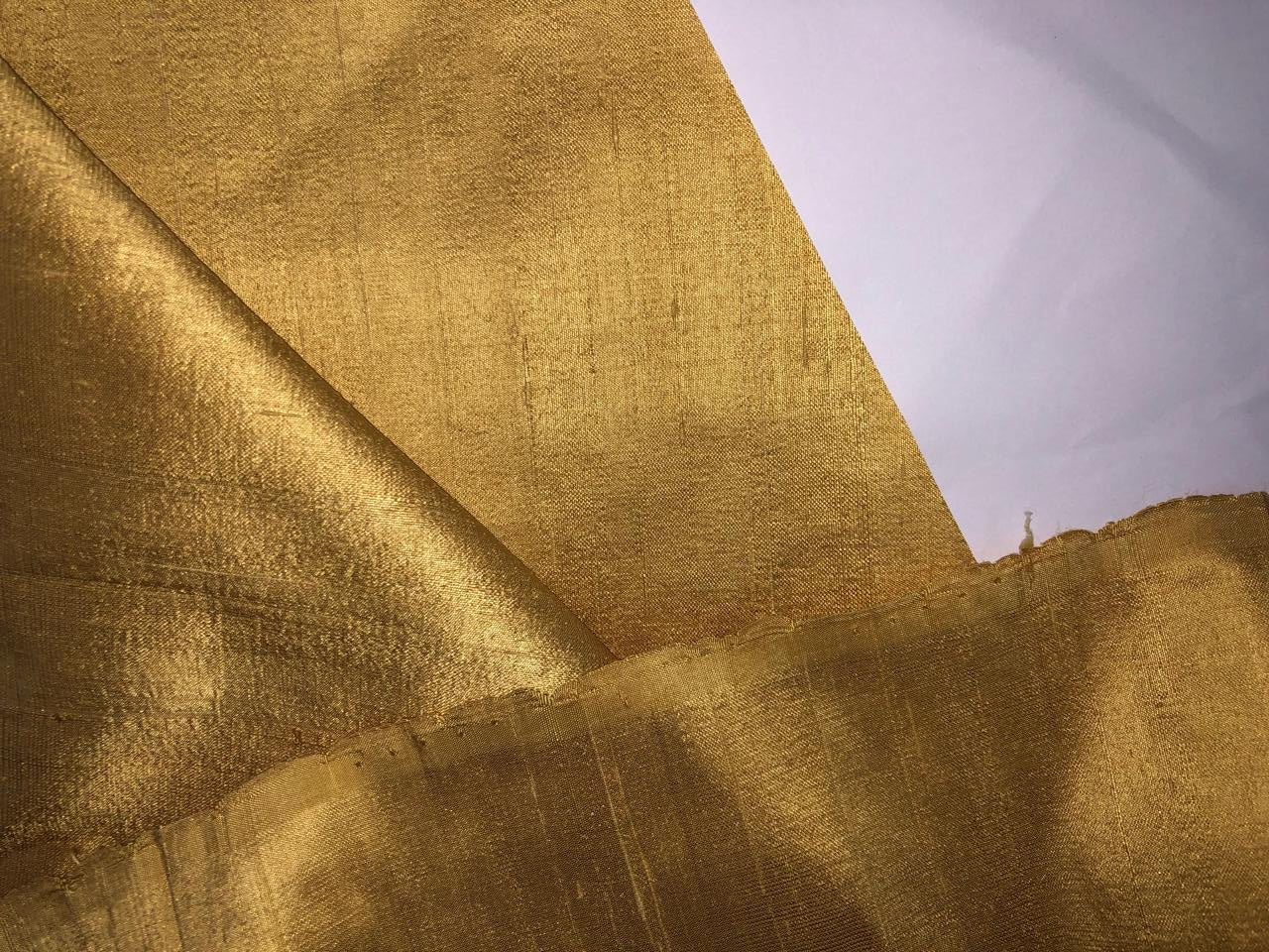 100% PURE SILK DUPIONI FABRIC GOLD [Metallic] color 54" wide WITH SLUBS MM127[2]